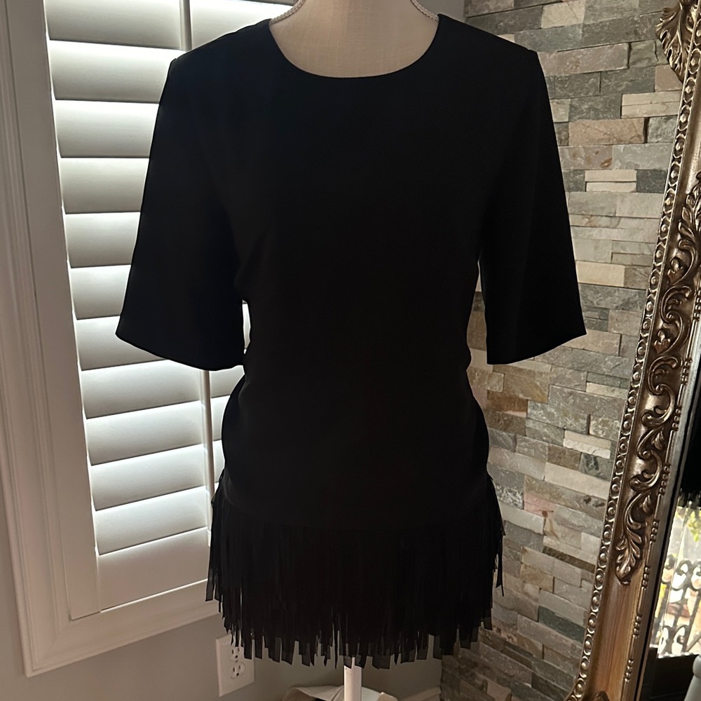 Banana Republic Black Blouse with Fringe